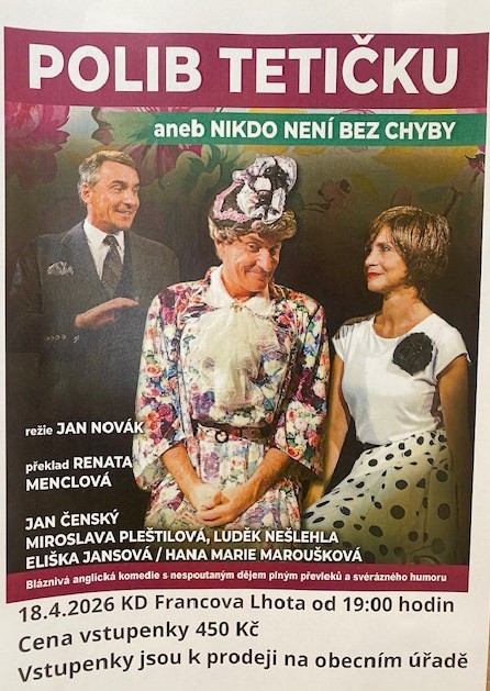 vstupte do galerie - Divadlo „Polib tetičku aneb nikdo není bez chyby“ 18.4.2026